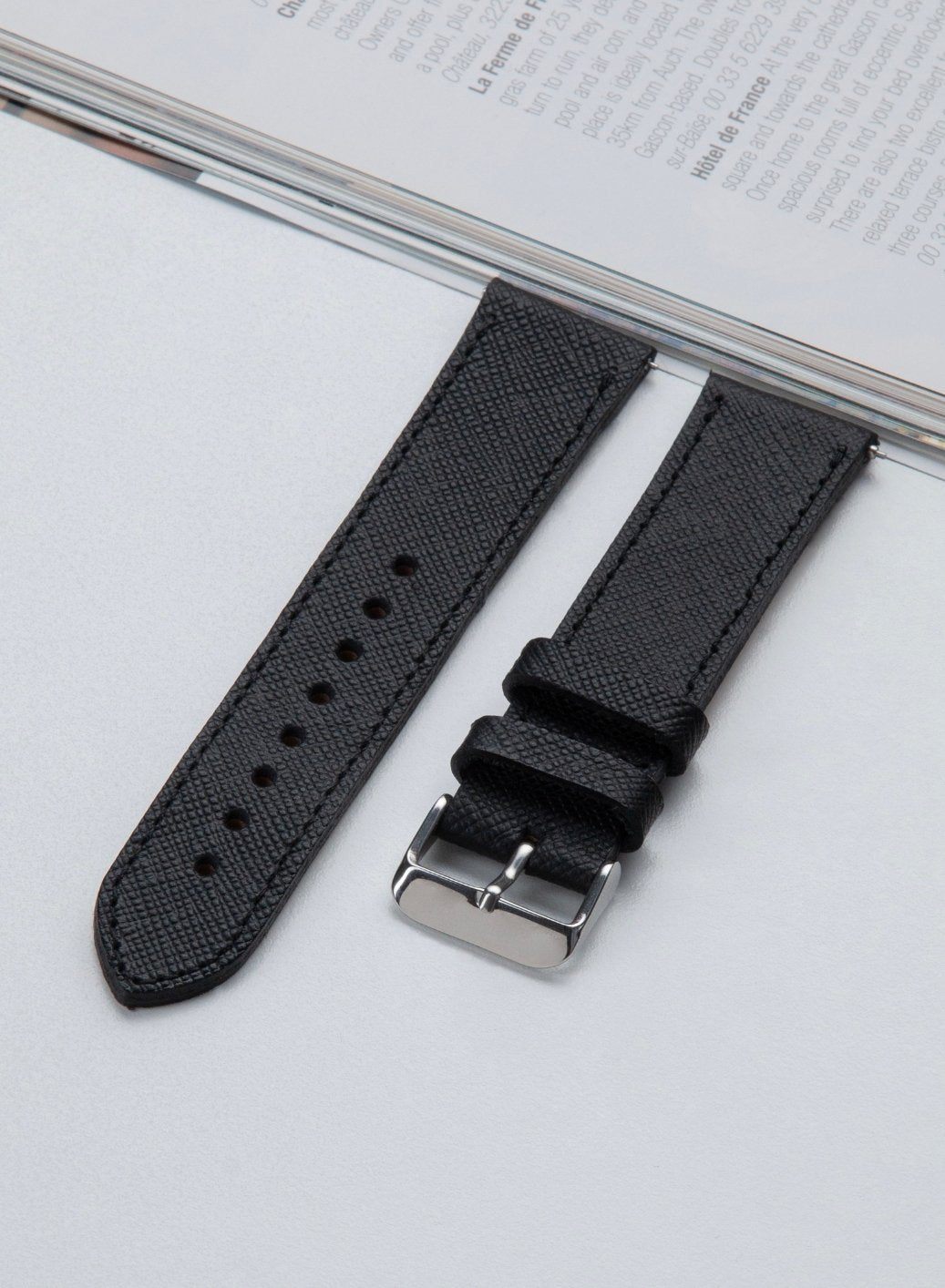 Classic Watch Saffiano Leather Strap - Black