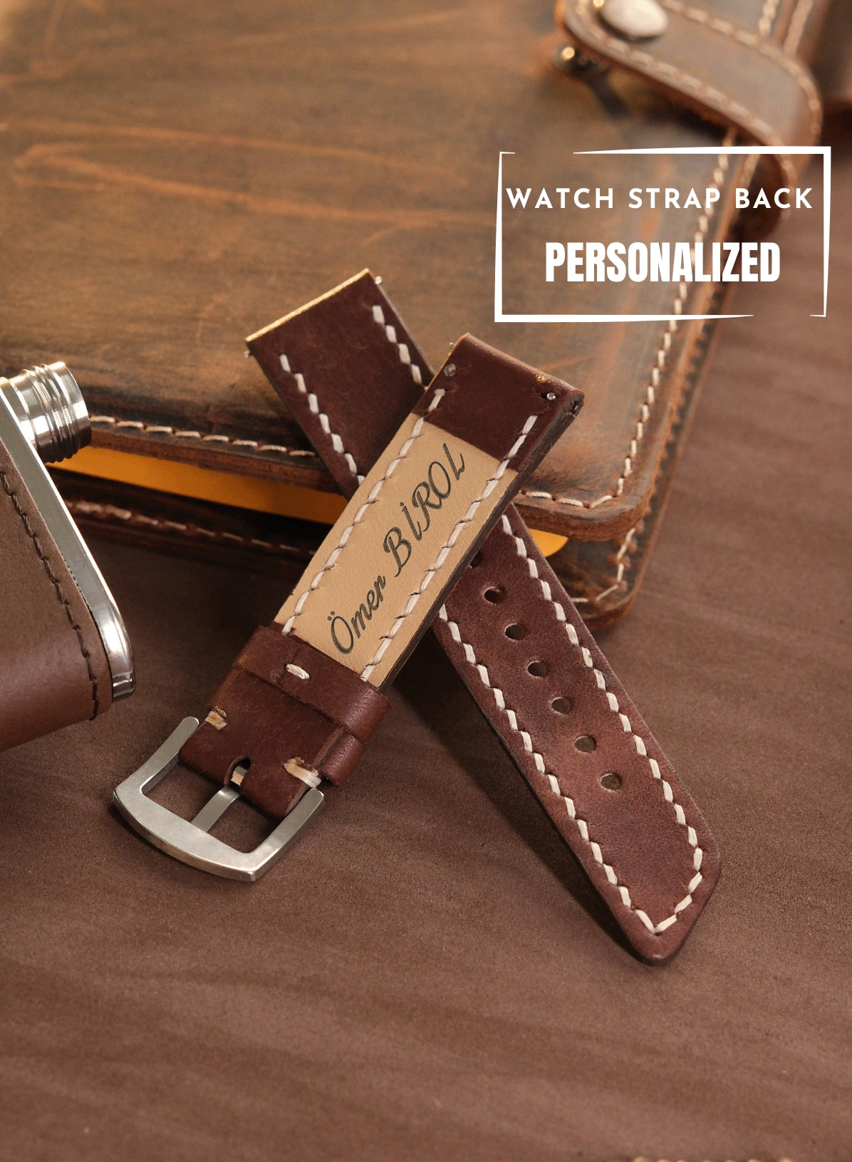 Garmin Watch Leather Strap Brown - Pueblo