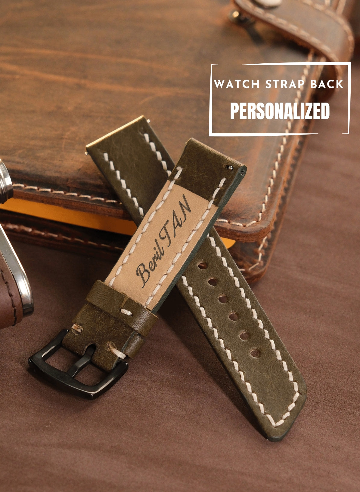 Garmin Watch Leather Strap Green - Pueblo