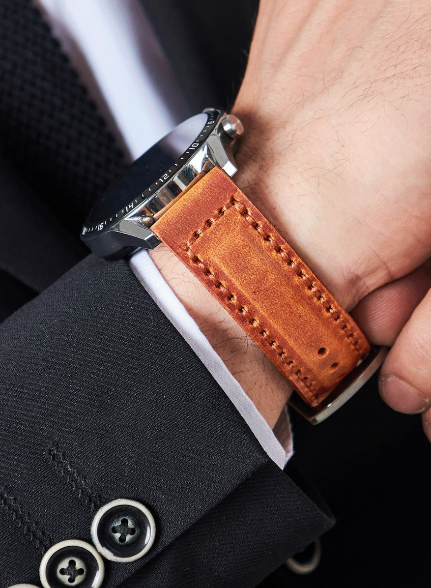 Garmin Watch Samcrazy Leather Strap - Camel