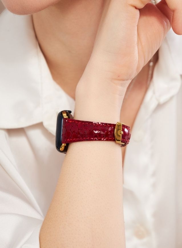 Apple Watch Crop Women Leather Strap - Red
