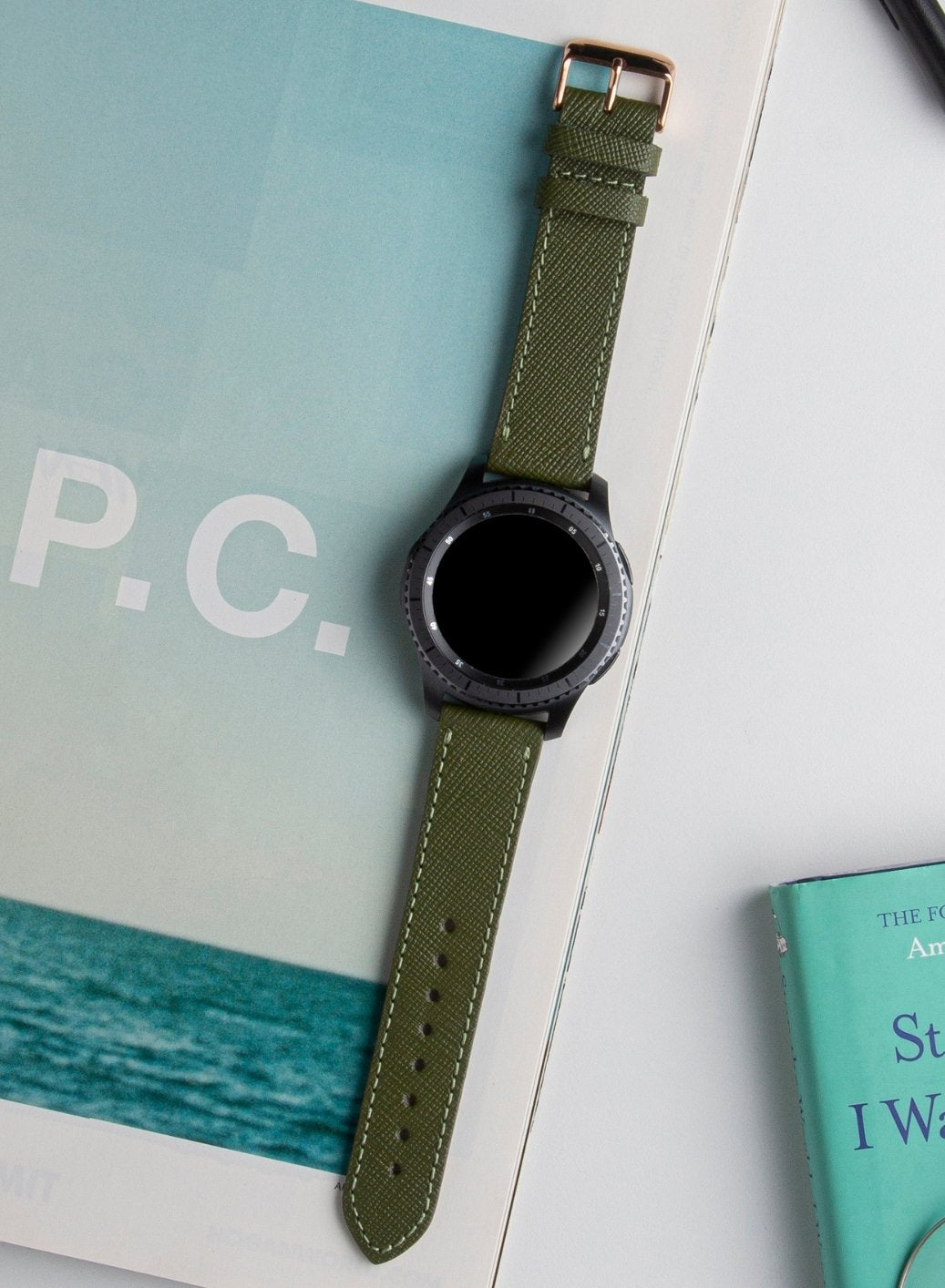 Classic Watch Saffiano Leather Strap - Green