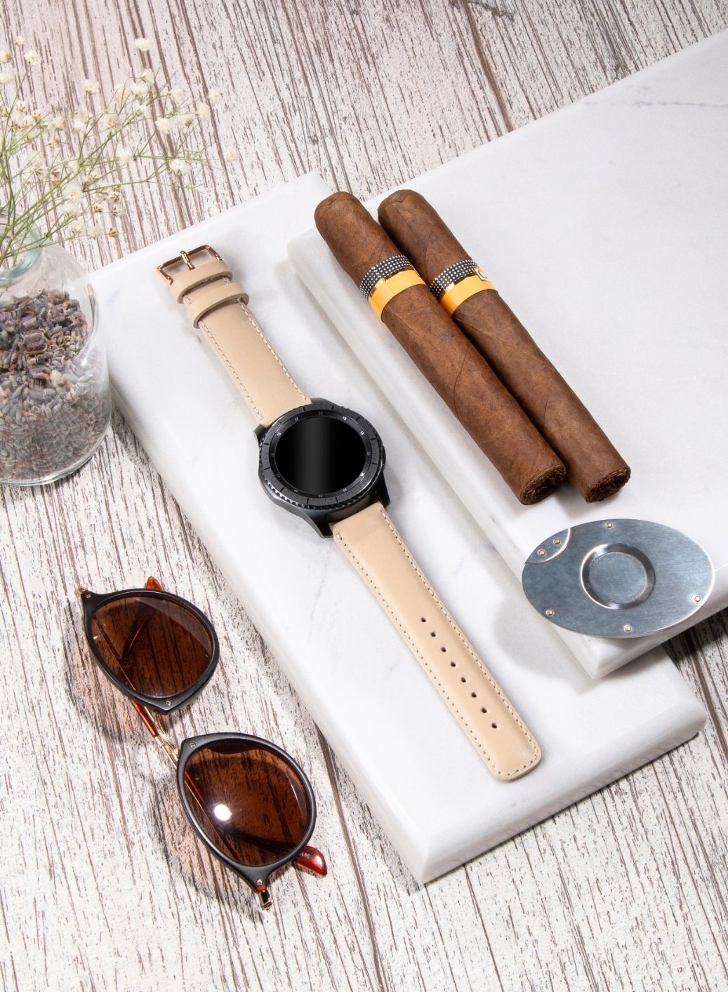Classic Watch Fullup Leather Strap - Beige