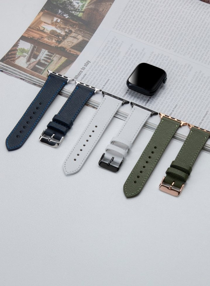 Apple Watch Saffiano Leather Strap - Navy Blue