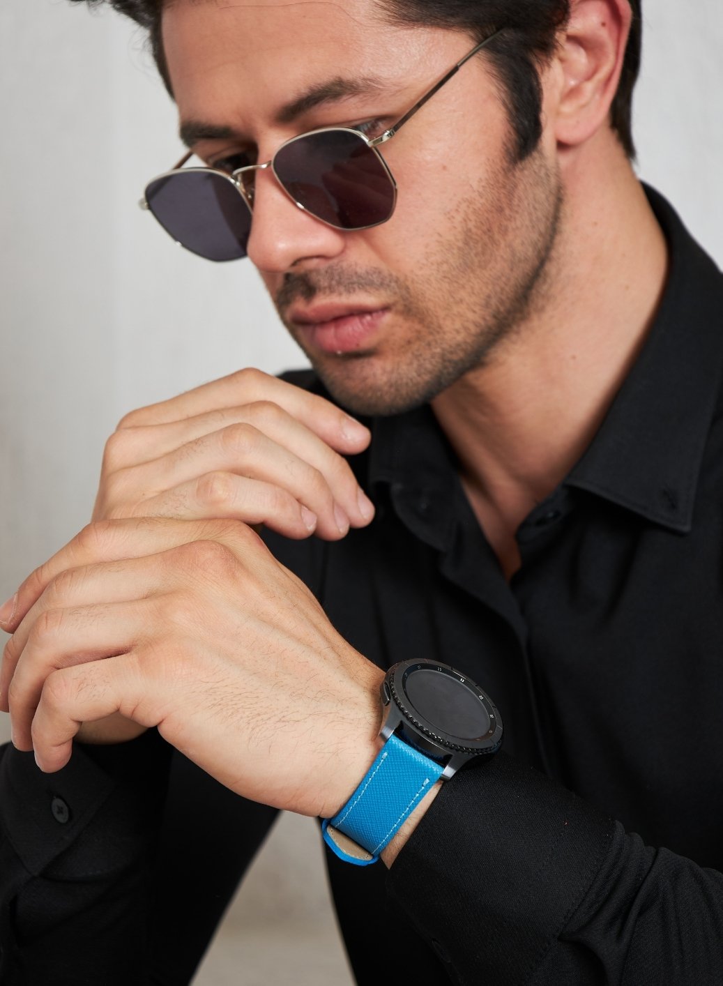 Classic Watch Saffiano Leather Strap - Blue