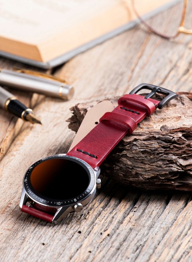 Garmin Watch Musap Leather Strap - Red