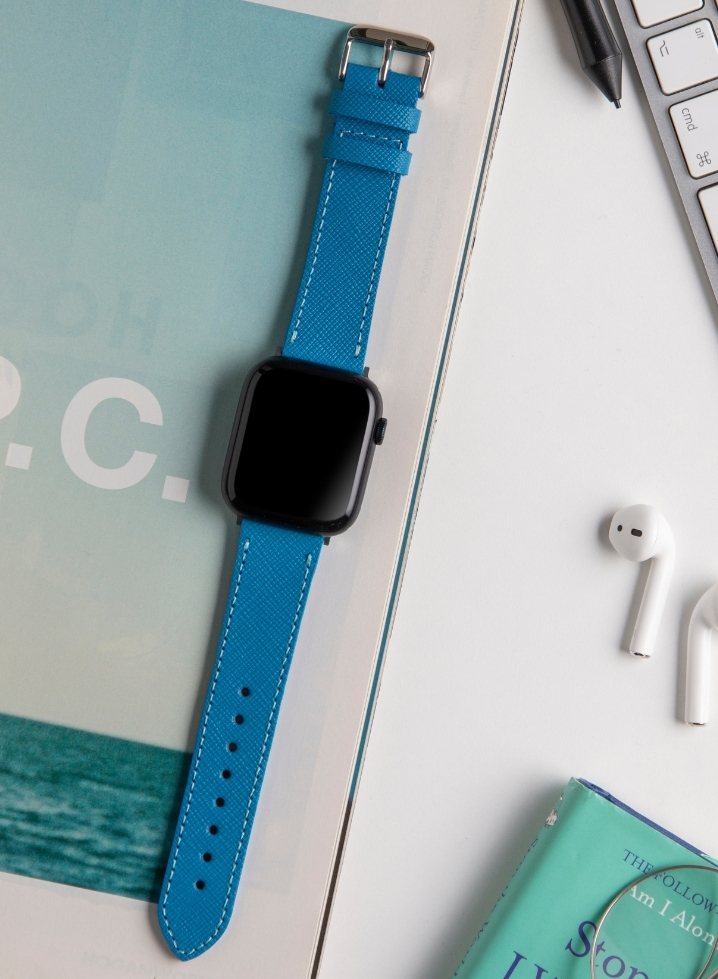 Apple Watch Saffiano Leather Strap - Blue