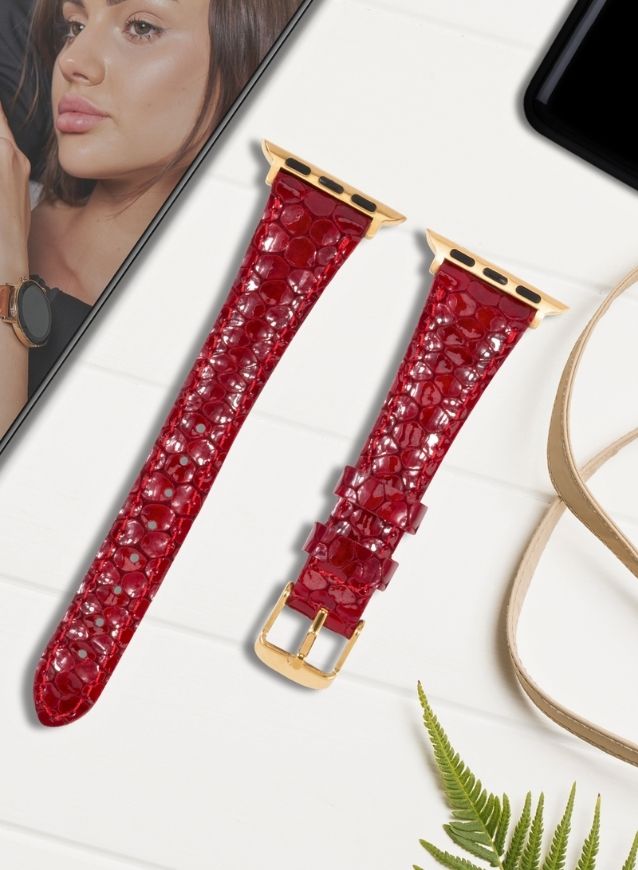 Apple Watch Crop Women Leather Strap - Red