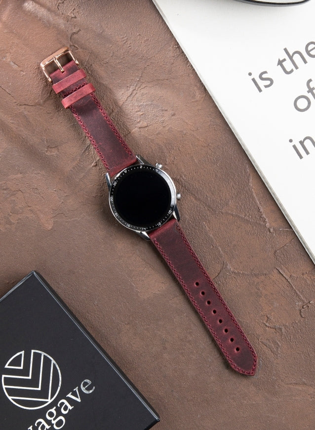 Classic Watch Crazy Leather Strap - Burgundy