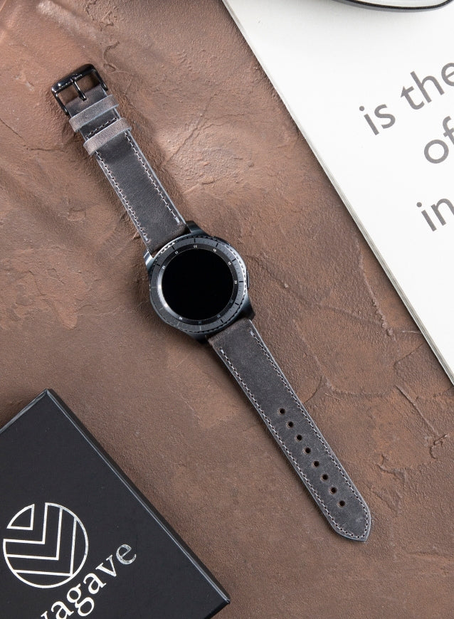 Classic Watch Crazy Leather Strap - Gray