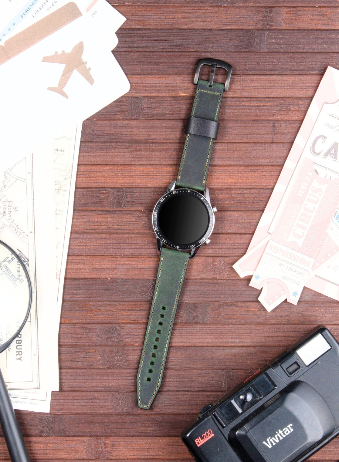 Classic Watch Dissam Leather Strap - Green