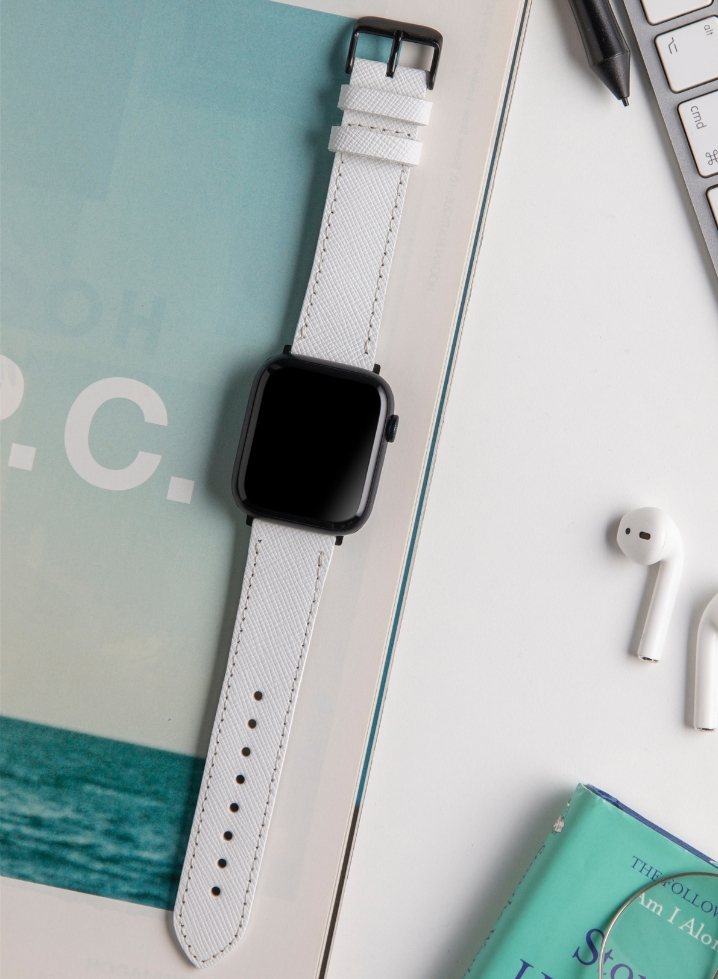 Apple Watch Saffiano Leather Strap - White