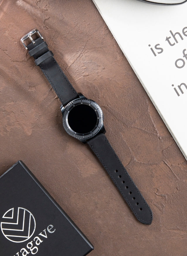Classic Watch Crazy Leather Strap - Black
