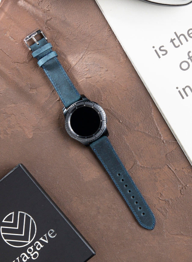 Classic Watch Crazy Leather Strap - Blue