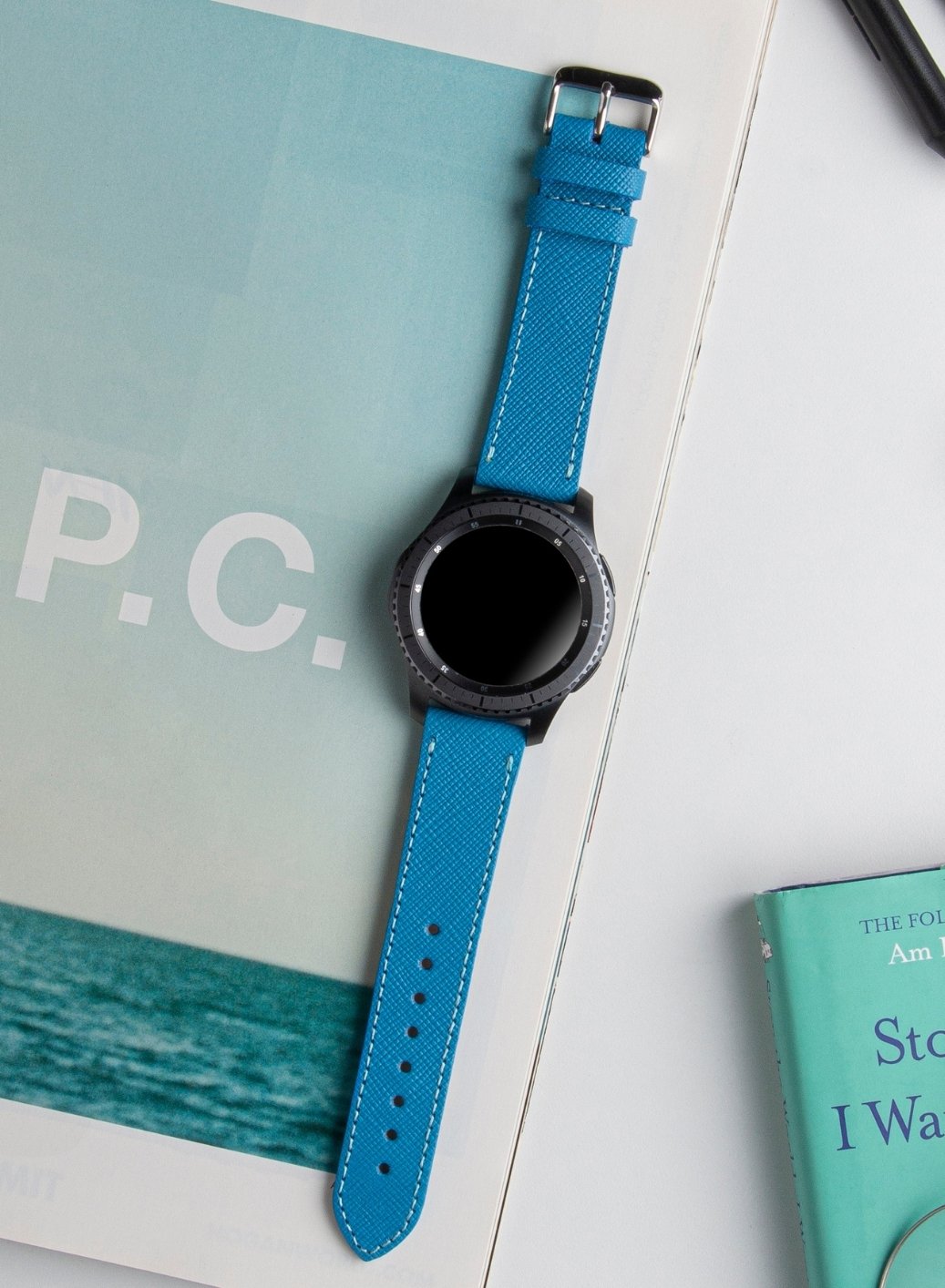 Classic Watch Saffiano Leather Strap - Blue