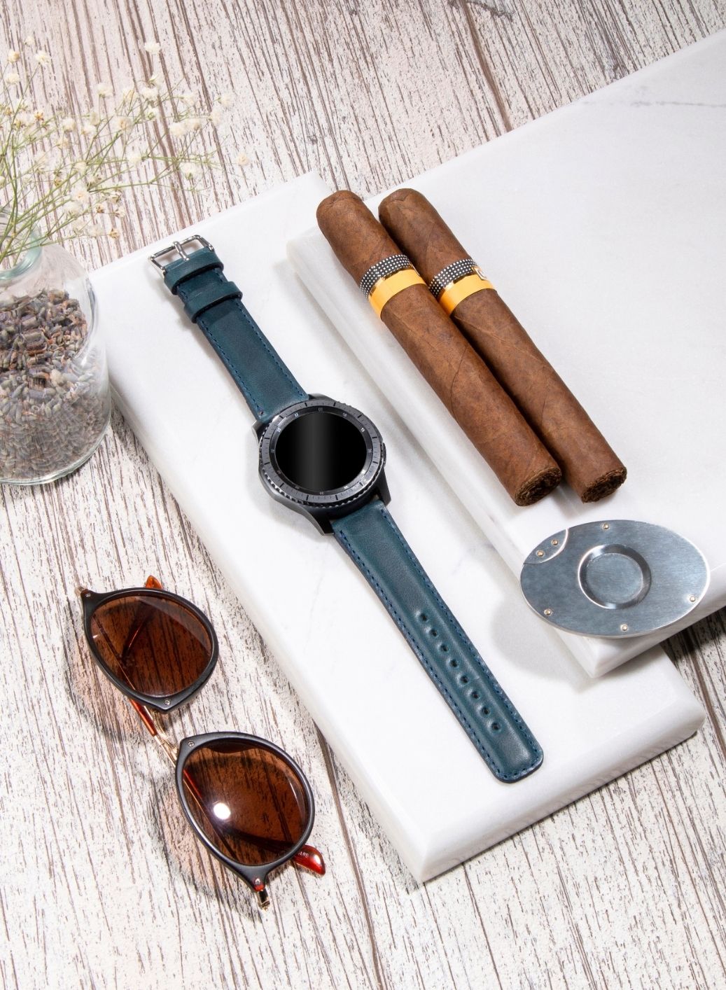 Classic Watch Fullup Leather Strap - Blue