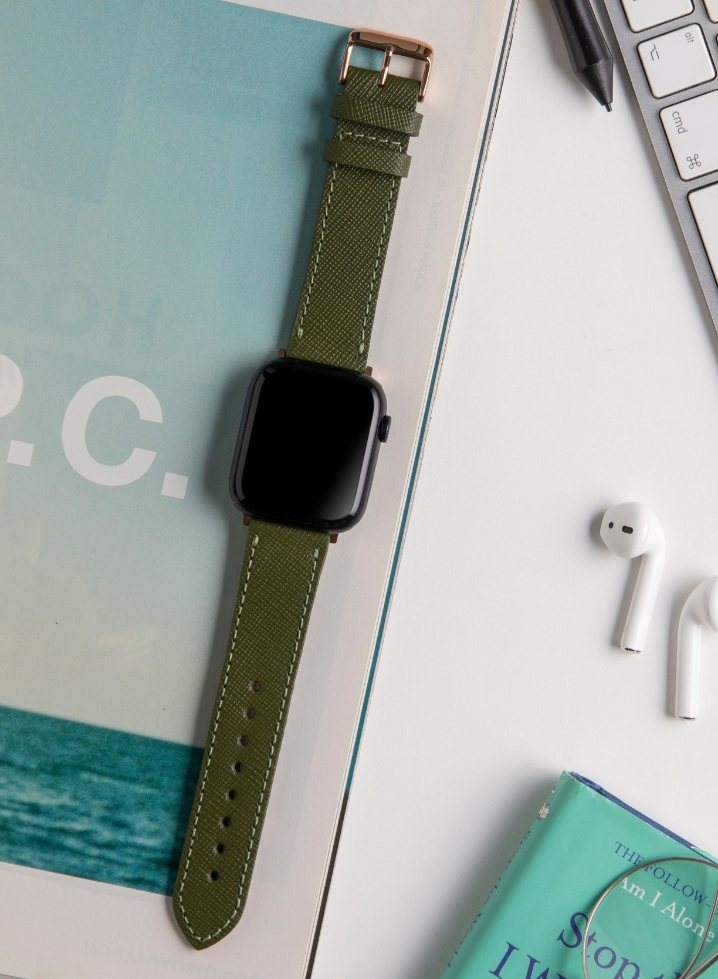 Apple Watch Saffiano Leather Strap - Green