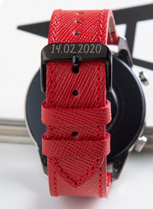 Safiano Genuine Leather Unisex Huawei Watch Strap - Red - VAGAVE